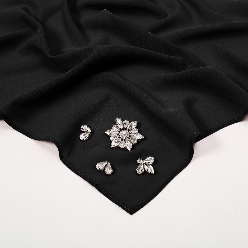 New Bubble Chiffon Diamond Rhinestone Hijab Shawl Scarf Women Ramadan Muslim Headband Wraps Headscarf Foulard Muslim Hijab Sjaal