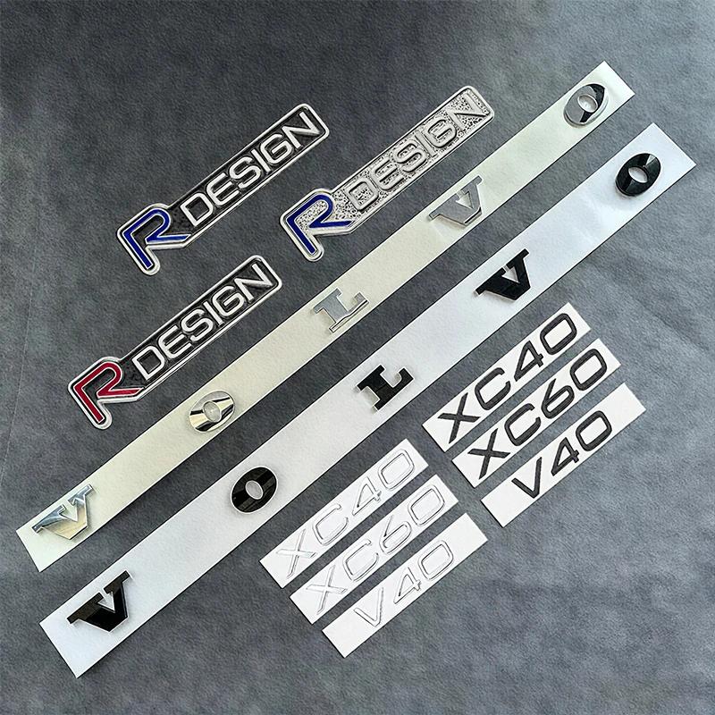 1PCS Car R DESIGN Emblem Badge 3D ABS Letter Sticker for Volvo XC60 XC90 XC40 V40 S60 S90 Auto Trunk Fender Exterior Accessories