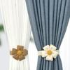 2Pcs Elastic Curtain Tiebacks Flower Accent Window Drapery Holdbacks Ties for Bedrooms and Stylish Home Office Decors