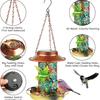 Bird Feeder with Light Hollow Pattern Design Solar Powered Hummingbird Food Holder Lantern Light Garden Decoration