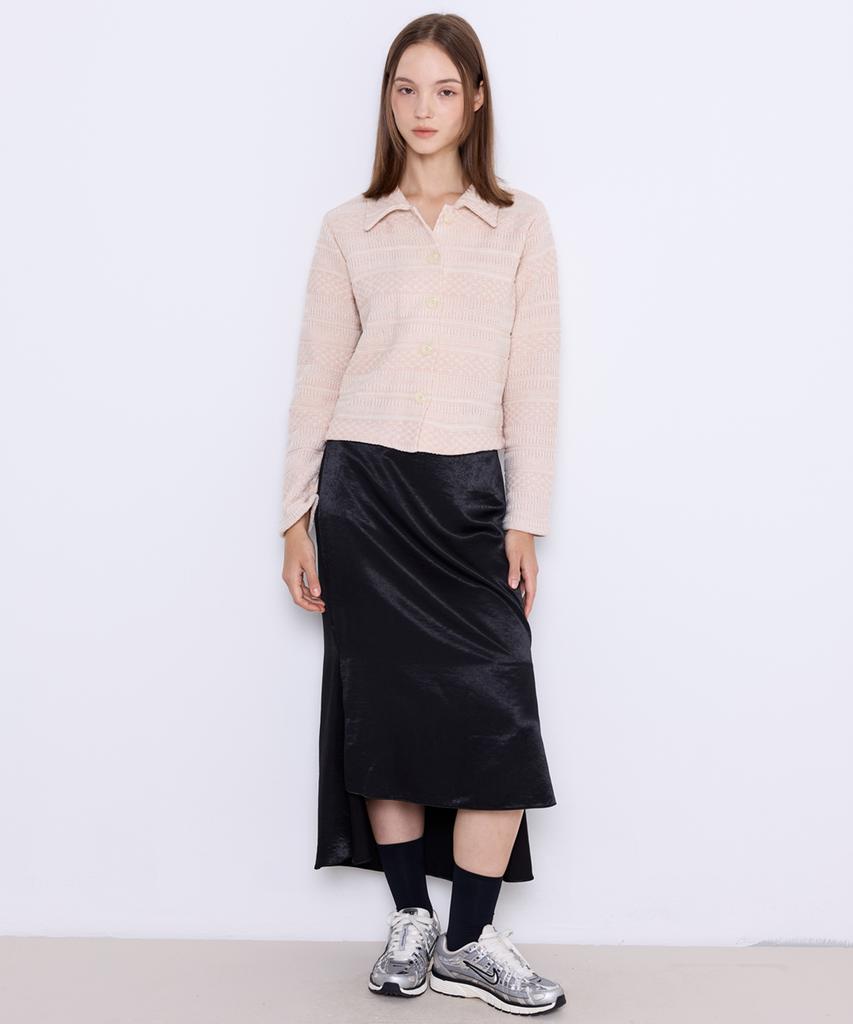 MANAVIS7 Slim Fit Crop Cardigan [Baby Pink]