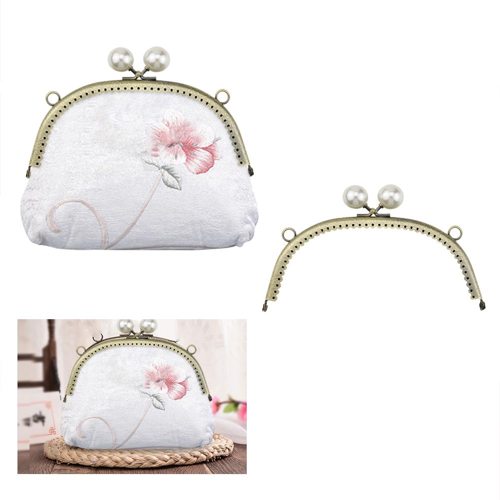 Metal Clutch Kiss Clasp Lock Lightweight with Pearl Coin Bag Kiss Clasp Lock DIY Craft Frame Coin Purse Lock Handbag Accessories