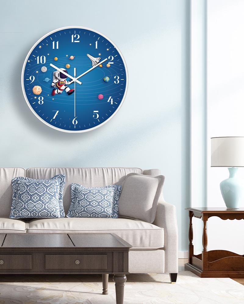 Creative Astronaut Space Wall Clock for Children's Room - Modern, Simple, and Silent
