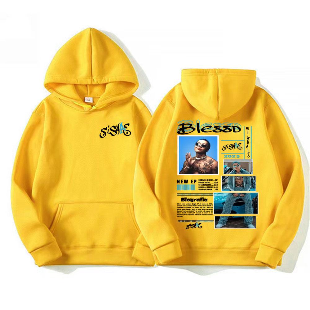 Rapper Blessd Sisabe Albüm Turu Tişörtlü Kapüşonlu Sweatshirt Erkek Kadın Moda Hip Hop Retro Sweatshirt Oversize Kapüşonlular