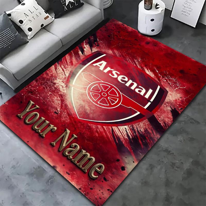 Tapis Arsenal F Nom Personnalisé pour Salon Chambre Maison Décoration Canapé, Tapis de Sol Antidérapant pour Jouer aux Enfants