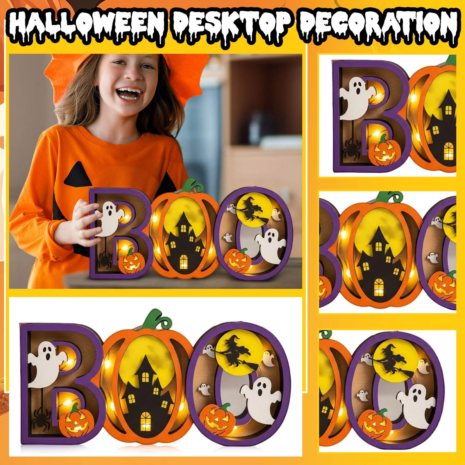 

LED Halloween Letter Lights Festival Luminous Letter Horror Desktop Scene Layout Atmosphere Props Decoration Lights, Desktop Ornaments One Size