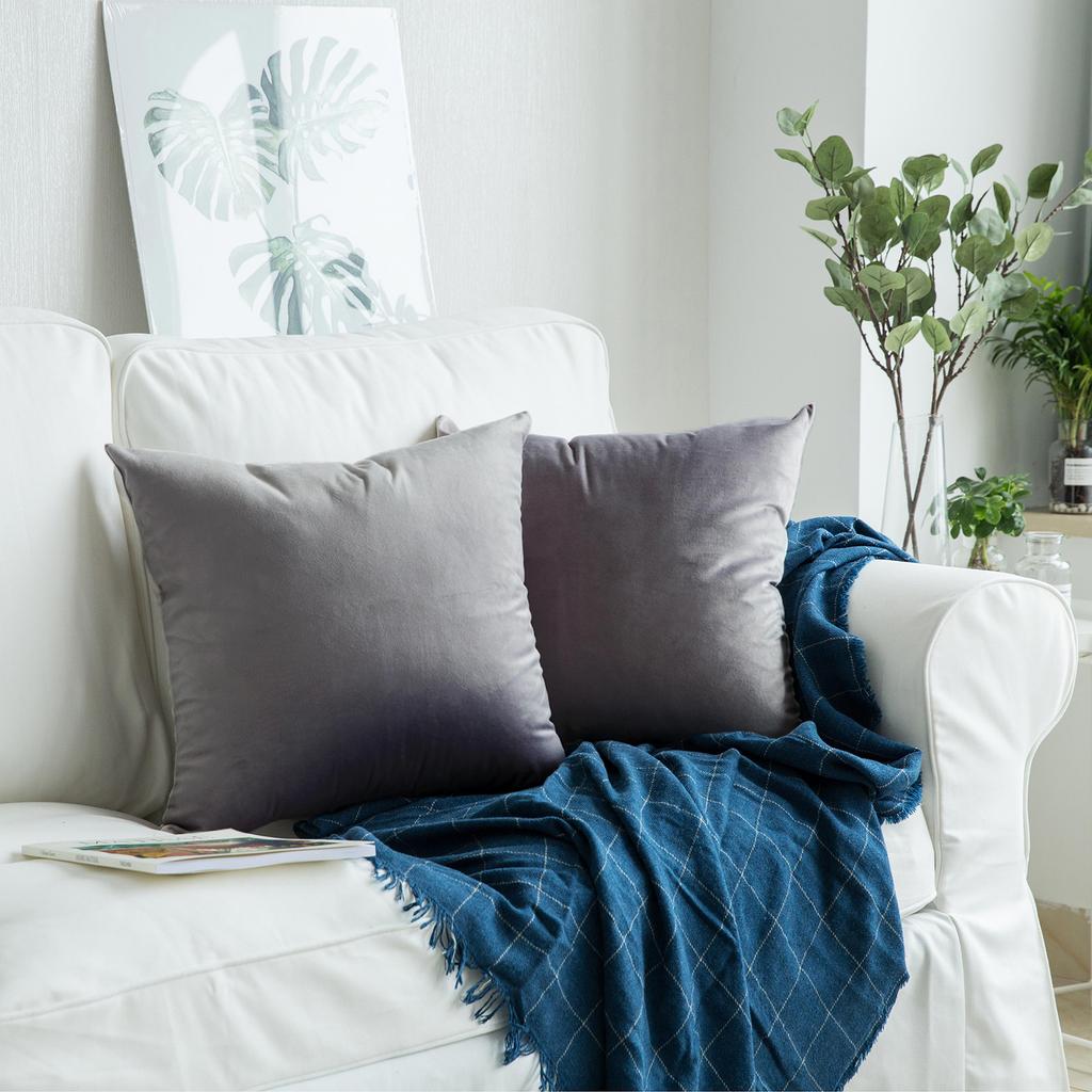 Decorative Pillowcase, Dark Gray Velvet
