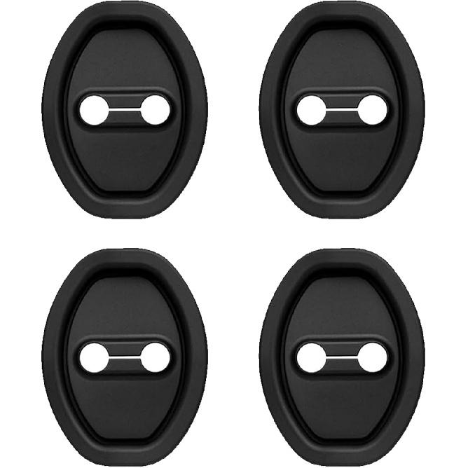 Car Silicone Door Latch Protective Cover, 4 Pcs, Black | Upgraded, Interior Protection Accessories, Door Protector and Noise Reduction, Universal,