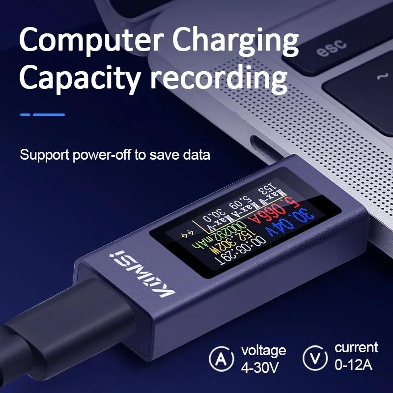 KWS-2302C Typ-C Strom Spannungs Leistungsmesser Bidirektionaler Stromtester Handy Lade Tester DC 4~30V 0~12A Voltmeter