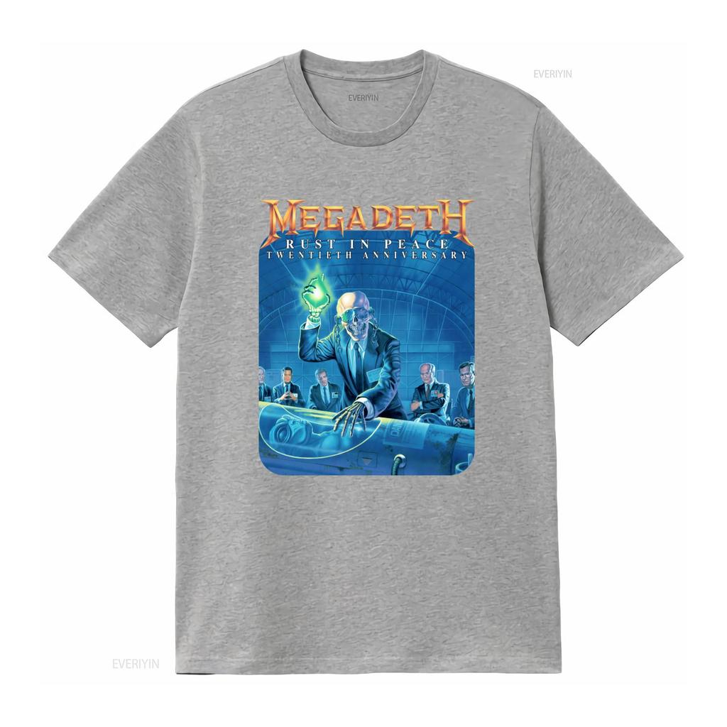 Mega deth Rust In Peace Twentieth Anniversary T Shirt Rock Band Tribute vintage Washed Unisex graphic Versatile streetwear