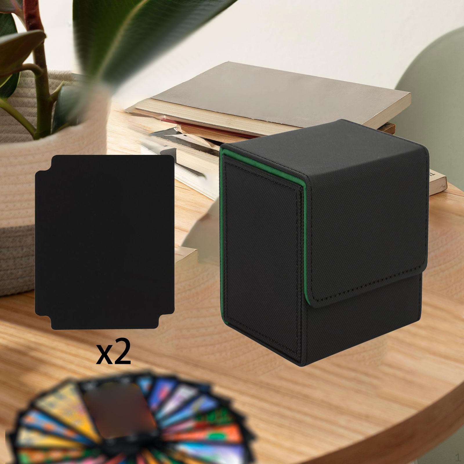 

Коробка для колоды карт, большая сборка из искусственной кожи с разделителями для хранения Black Green