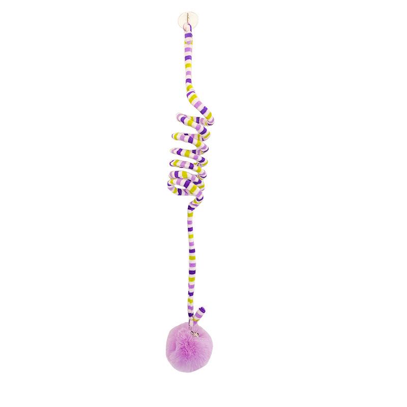 

Interactive Self-Playing Cat Toy with Suction Cup, Spring, and Bell - Compact and Versatile фіолетовий