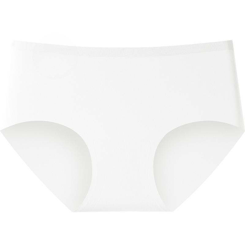 Female Spring and Summer Antibacterial Crotch 7A Mulberry Silk Sports Yoga Ice Silk Without Trace Middle Waist Triangle Briefs