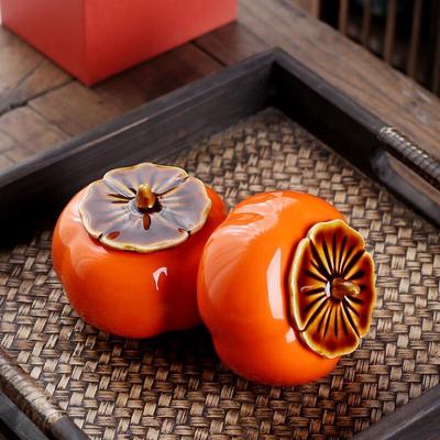 Tianyan Persimmon Ruyi Ceramic Mini Sealed Jar