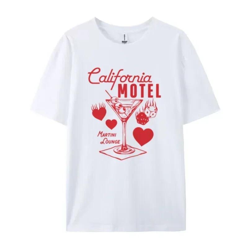 

California Motel Grunge Y2k Aesthetic Martini T Shirt Women Retro Graphic Tee Cute Cocktail Lover Shirt Summer FeUnisex Top S