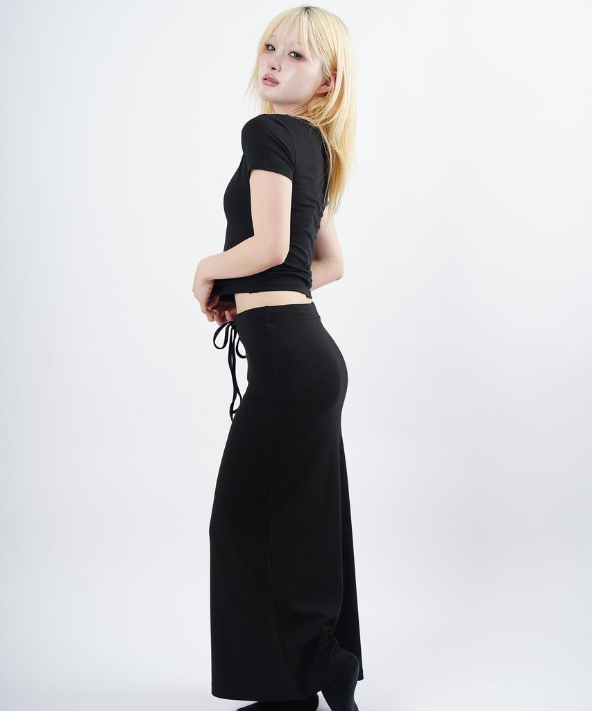 STARRYEYED Modal Banded H Long Skirt (Charcoal)
