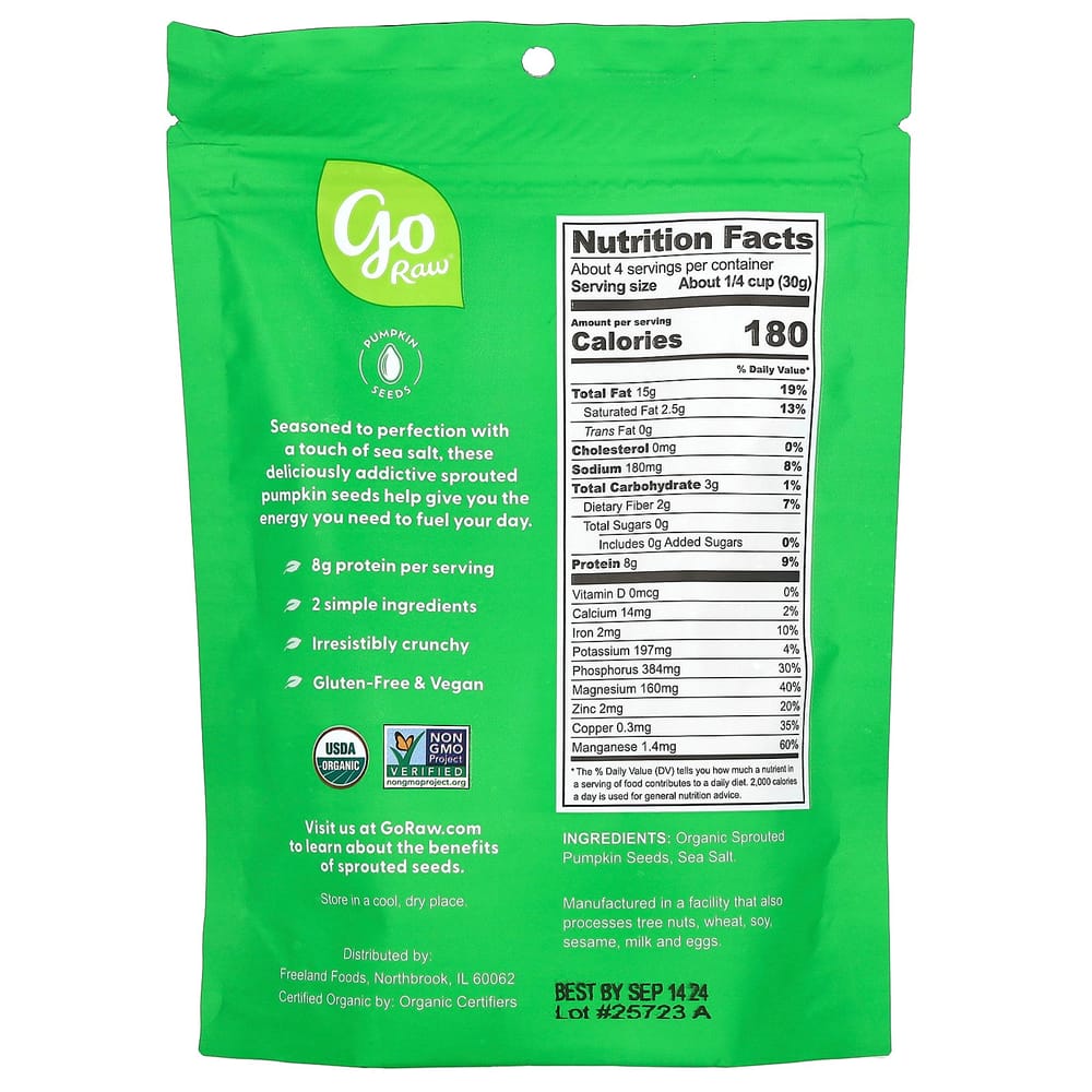 iHerb Goraw Sprouted Pumpkin Seeds with Sea Salt 113g (4oz)