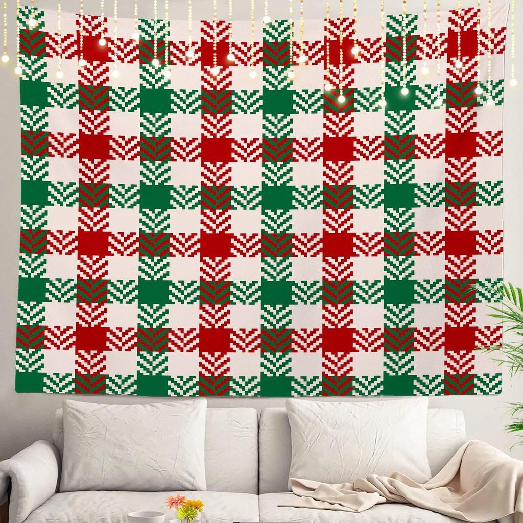 Christmas Wall Tapestry, Tree Wall Hanging Large Tapestry Decoration Polyester Fiber White Hem Around for Dorm Room Bedroom