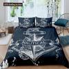 Nautical Duvet Cover Set Boat Pirate Bedding Set King Size Retro Sailboat Brown Comforter Cover Anchor Compass Vintage Quilt Set
