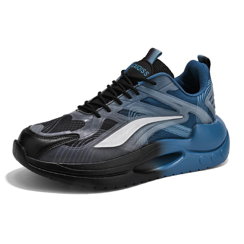 Coconut Men's Shoes Rotary Buckle Breathable Mesh Casual Sneakers Men's Thick Sole Elevated Air Cushion Dad's Trendy Shoes