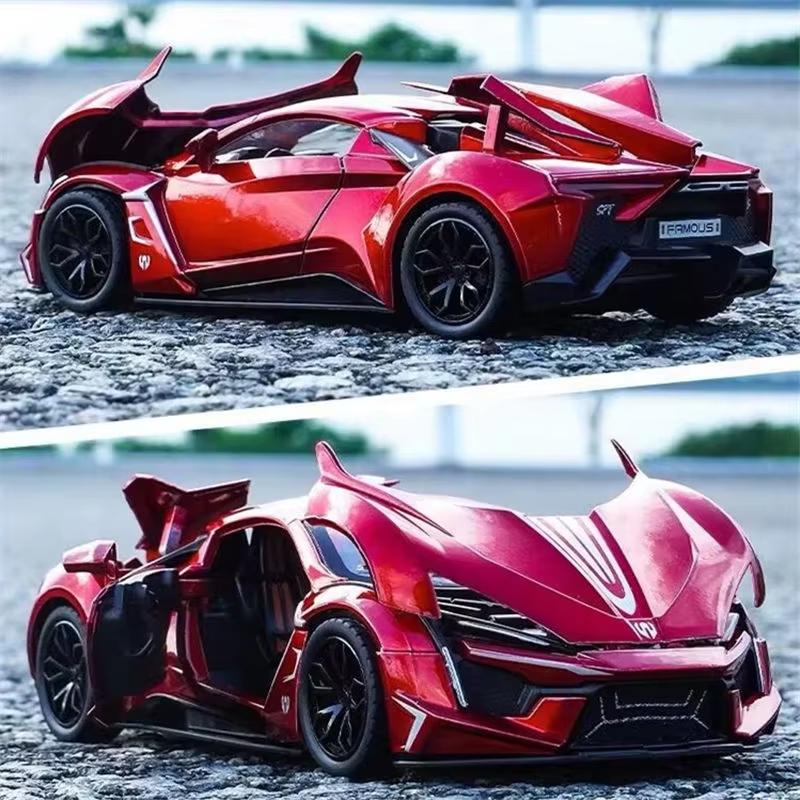 

New 1:24 Lykan Hypersport Alloy Sports Car Model Diecast Metal Racing Vehicle Car Model High Simulation Sound and Light Kid Toy Gift червоний