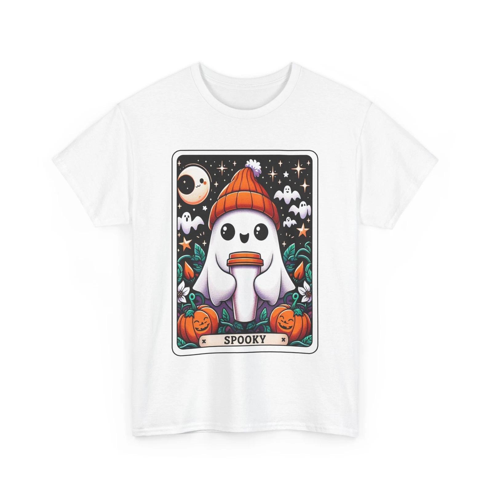 Spooky Cute Ghost T-Shirt | Fun Halloween Tee | Haunted Graphic Shirt L