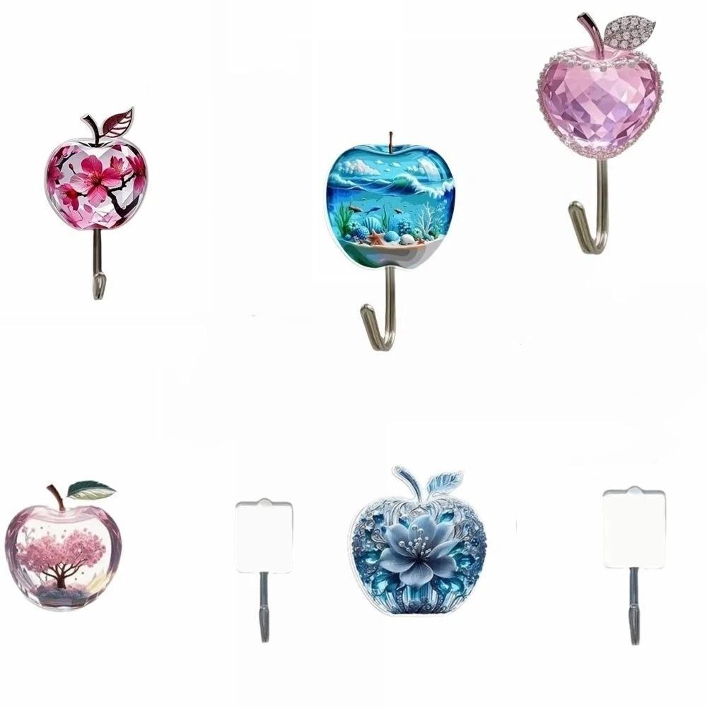 5 Pcs Acrylic Decorative Wall Hooks Cute Animal Sticky Coat Hook Self-Adhesive Hook Bathroom