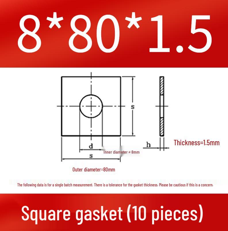 Thick Galvanized Square Iron Washer with Hole for M6-M24 Curtain Wall Use