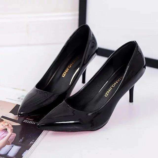 Fashion Women Shoes Pointed Toe Pumps Patent Leather Dress Red 8CM High Heels Boat Shoes Shadow Wedding  for Wedding Women