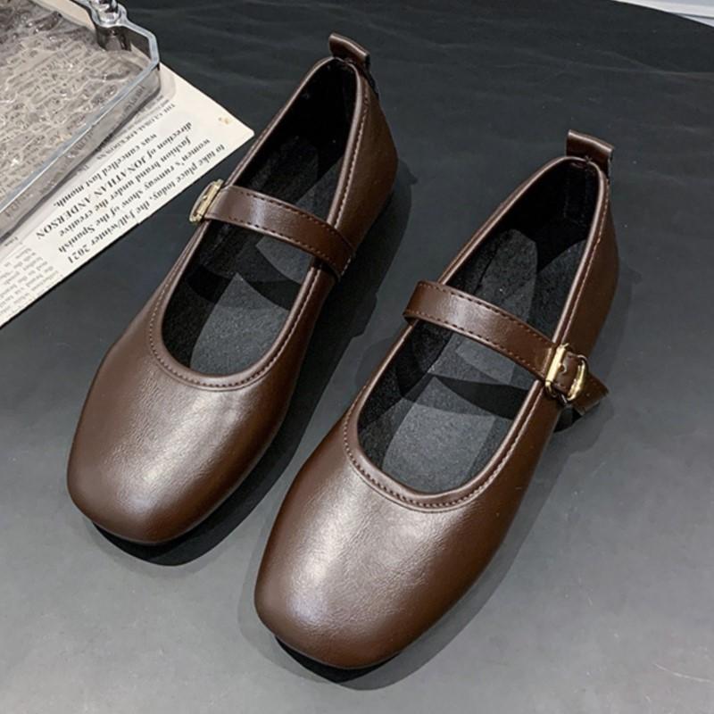 Fashion Shoes Woman 2025 Soft Sole Female Footwear All-Match Retro Comfortable Moccasin Dress Summer Flat Mary Janes Retro Daily Wear