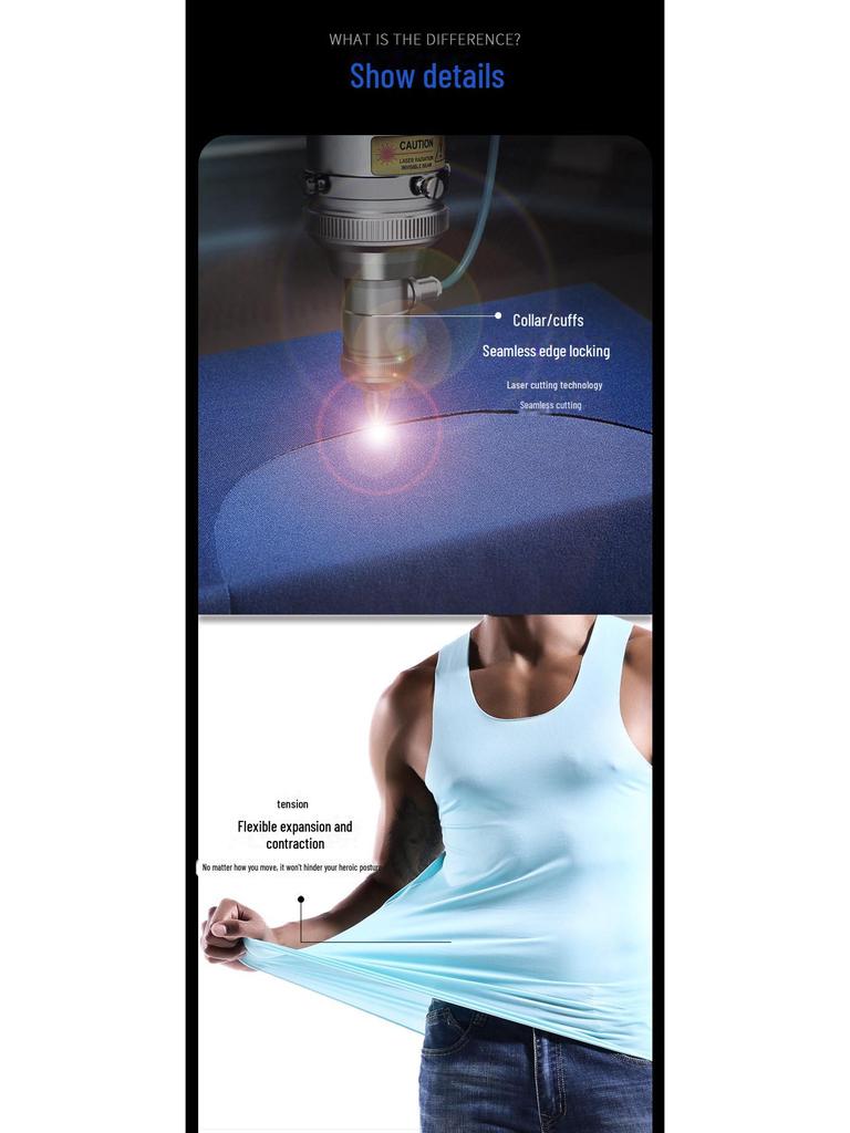 Men's Ice Silk Breathable Round Neck Slim Fit Sports Vest Underwear