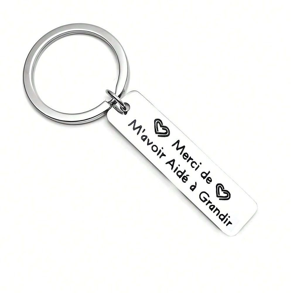 German Russian Spanish Stainless Steel Keychain Commemorative Blessing Stainless Steel Keychain for Mothers Day and Fathers Day Backpack Bag Pendant