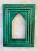 Hand-Carved Floral Wood Frame: Rustic Green Indian Wall Decor