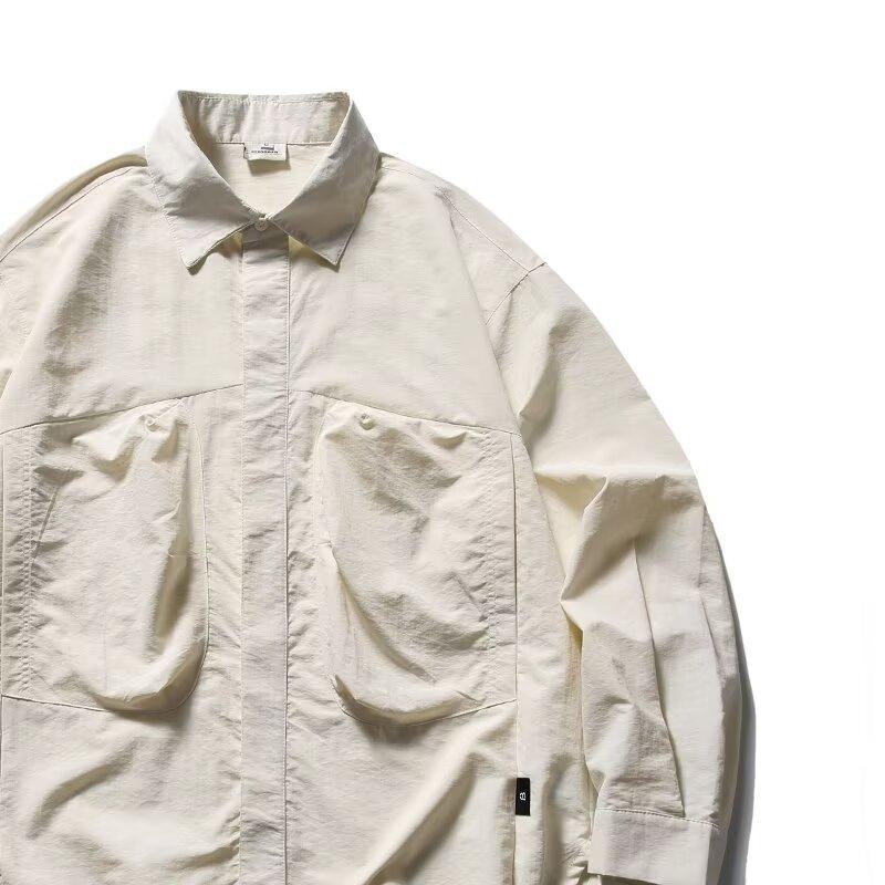 2024 Letter Long Sleeve Shirt Japanese Hong Kong Style Ins Loose Shirt Boys Summer Trendy Versatile Casual Coat