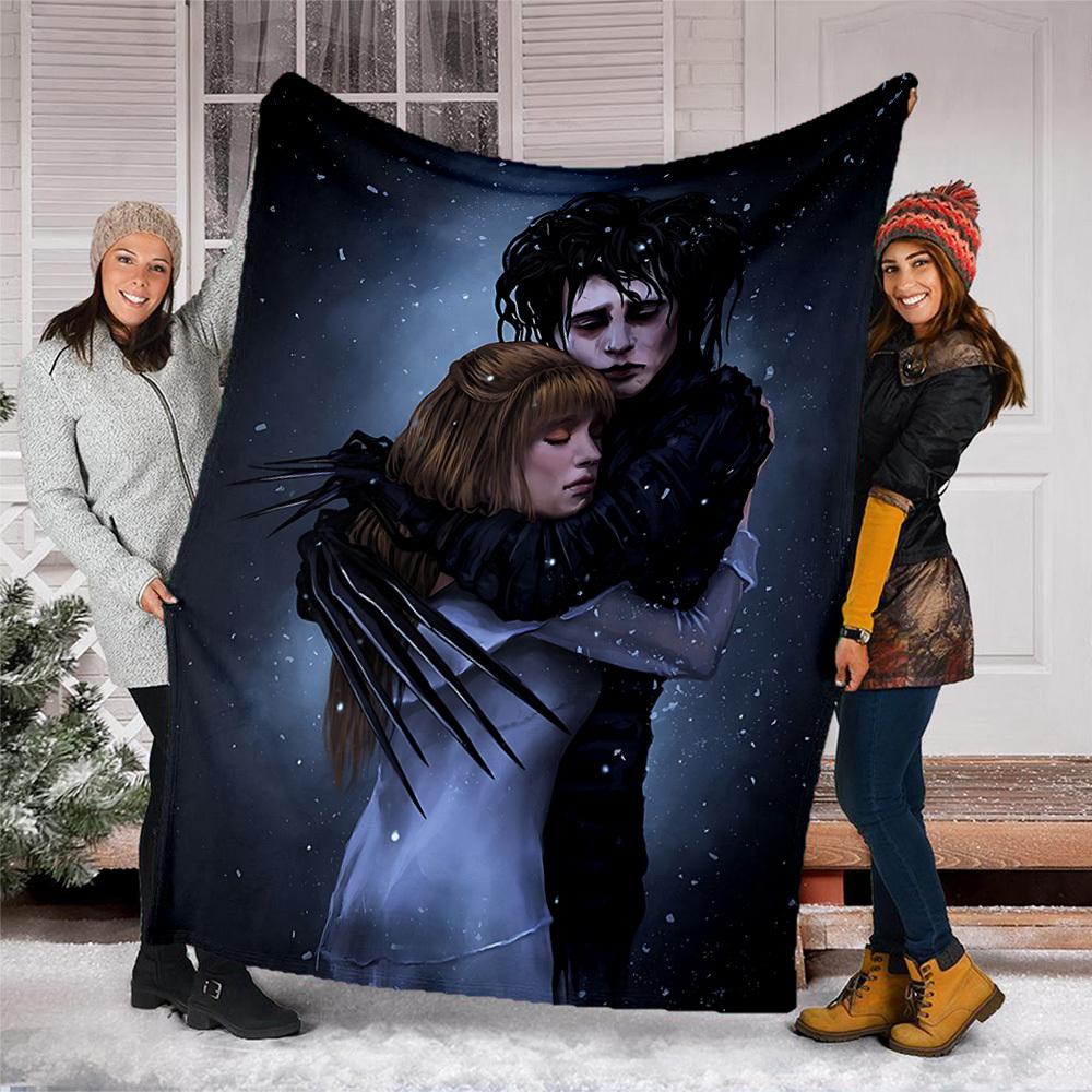 1pc Edward Scissorhands Outdoor Flannel Blanket Gift For Boys Girls Adults, Family Friends