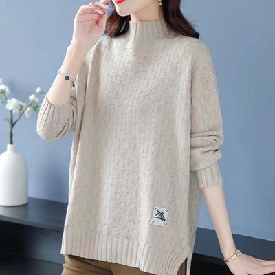 Sweater for Women Autumn Winter Thickened Warm Knitted Stretchy Long Sleeve High-neck Tops