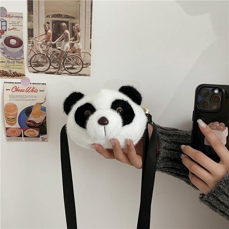 Children's cute plush toy panda bag doll messenger bag children's school bag plush gift women's bag