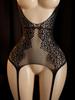 Women Fishnet Leopard Print Sexy Lingerie Bodysuit Open Crotch Bodystocking For Adult See Through Nightwear