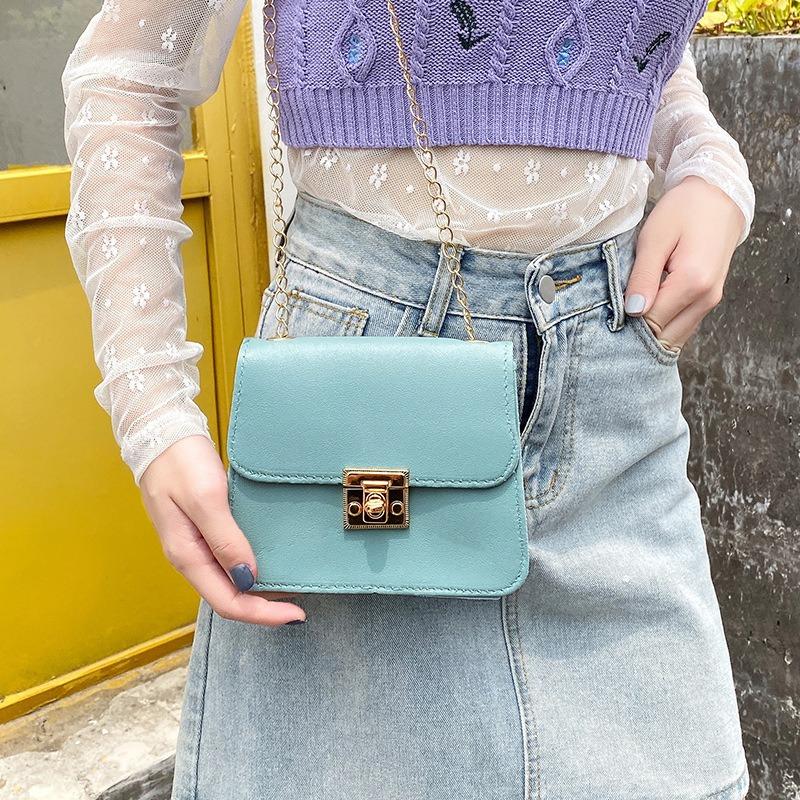 Women's bag lid type personalized lock small square bag autumn and winter new oblique span change small bag