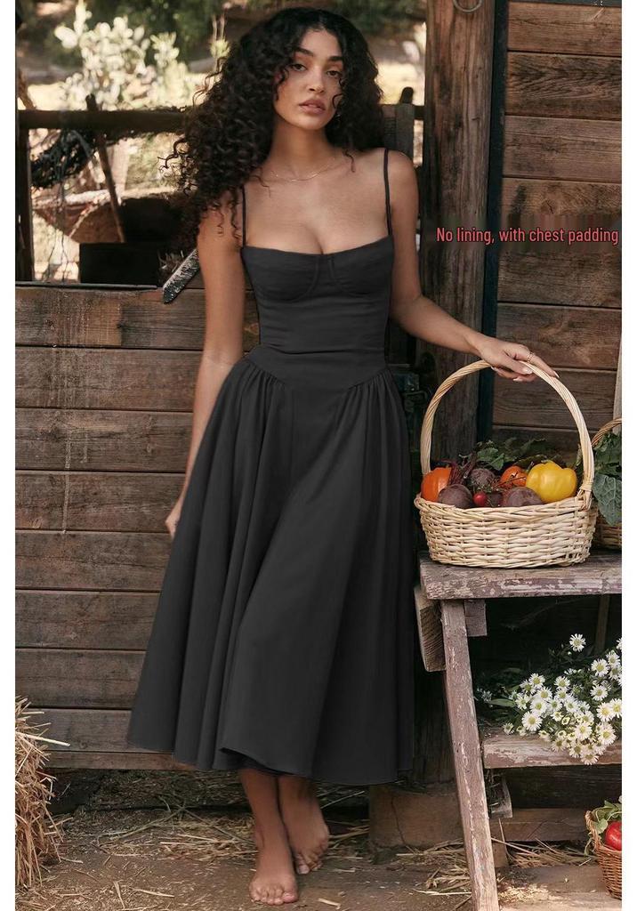 New Arrival Autumn Spaghetti Strap Multi-color Sexy Mid-length Skirt
