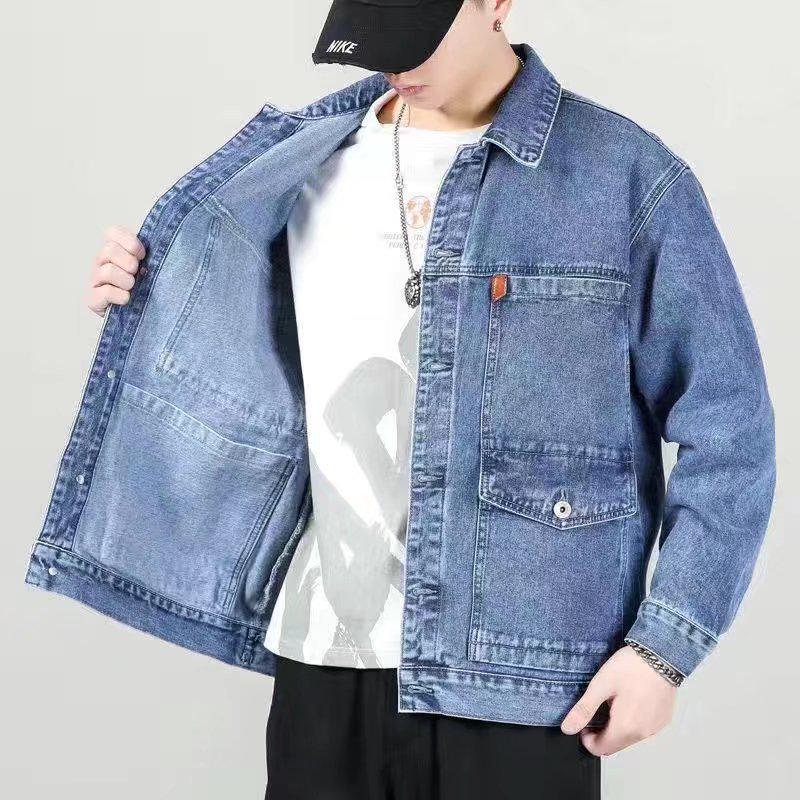 Men's Windproof Thick Velvet Denim Jacket - Winter Wear-Resistant and Loose Fit