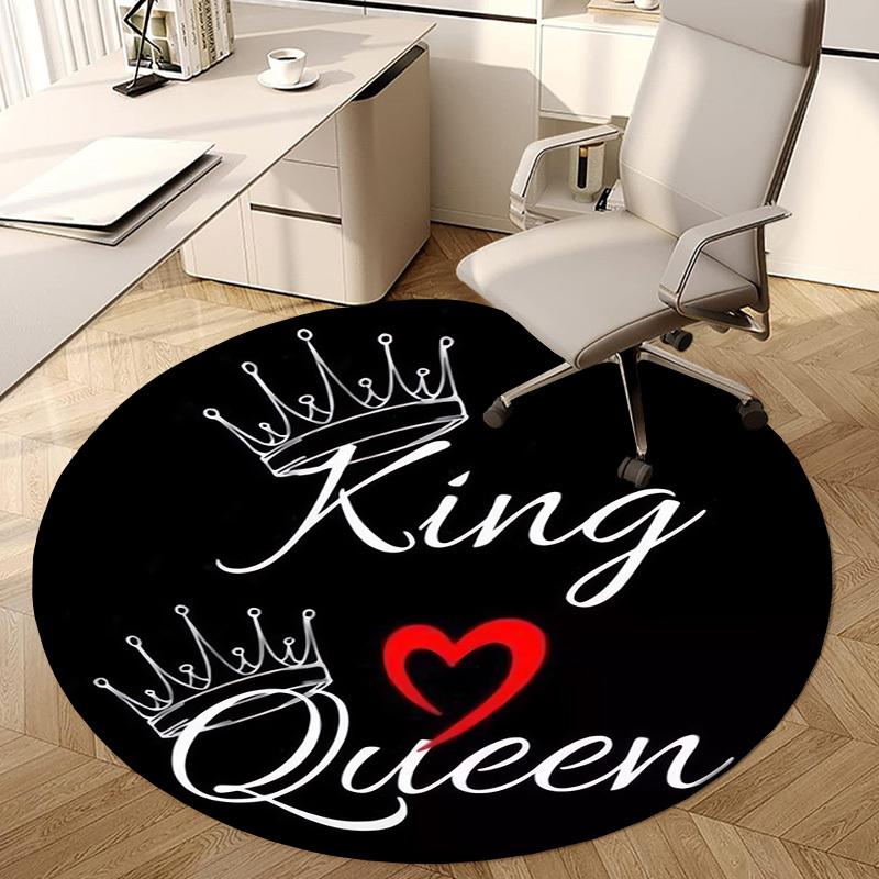 1pc King and Queen Crowns Round carpet, Made of Polyester,Office Chairs, Living Rooms, Or Bedrooms, a Cool Rug for The Living Room.ydt26043