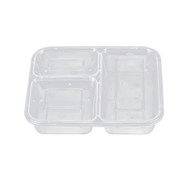 Shihua Disposable 3-Compartment Takeaway Food Containers with Lids (150 Sets)