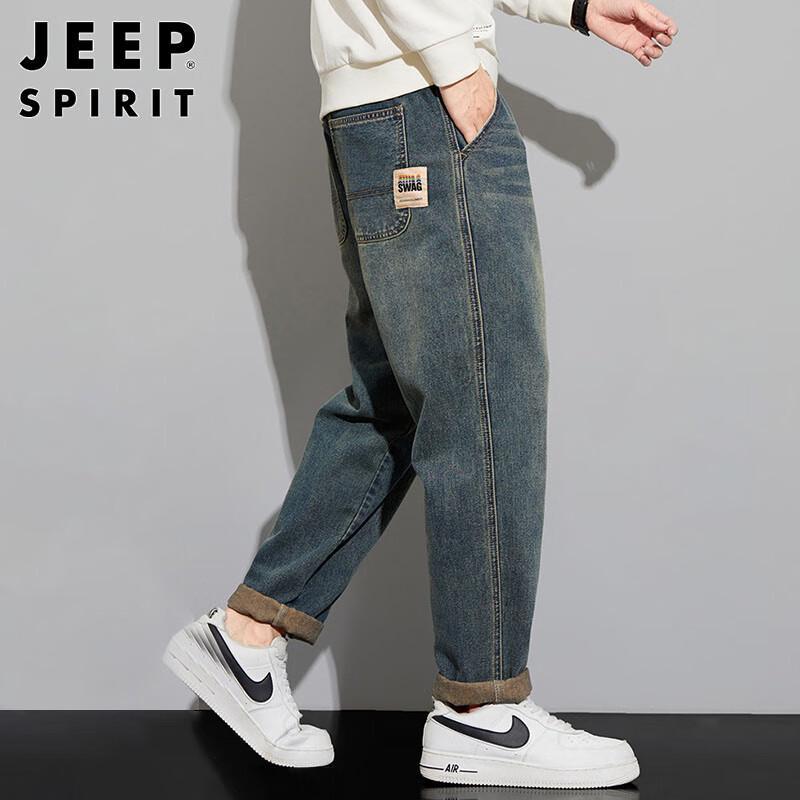 JEEP SPIRIT Men's Loose Fit Washed Retro Jeans