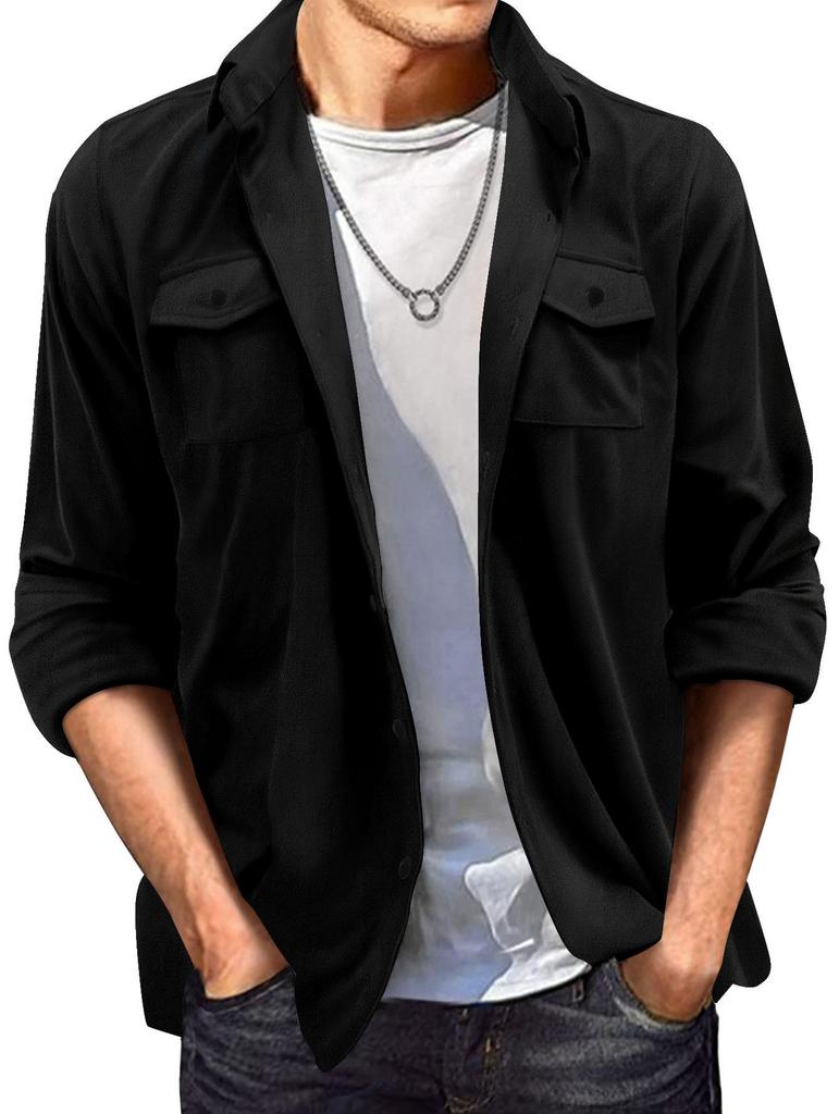 2024 Men's European American Suede Lapel Casual Jacket - Spring/Autumn Style