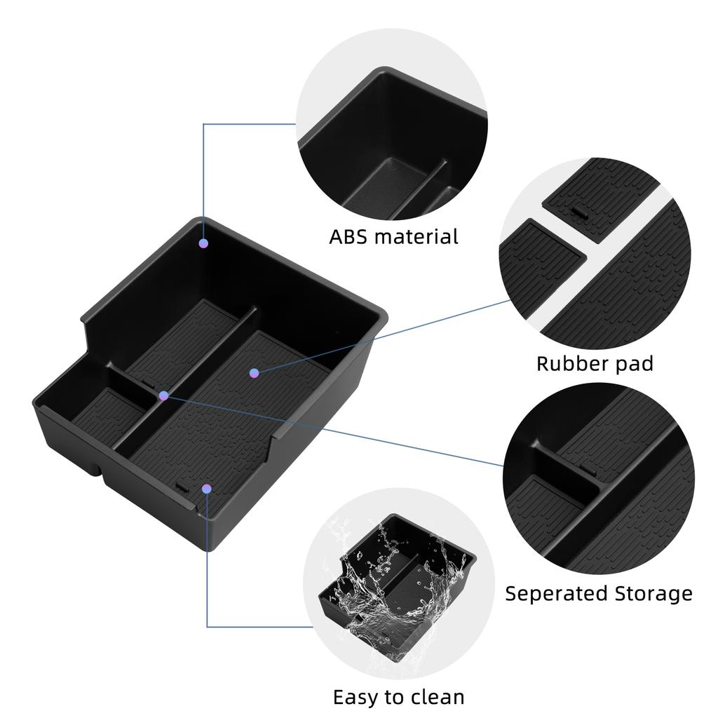 Smabee for BYD ATTO3 EVO Version 2025 2026 Center Armrest Box Car Storage Box Accessories Organizer Tidying Tray ABS Black