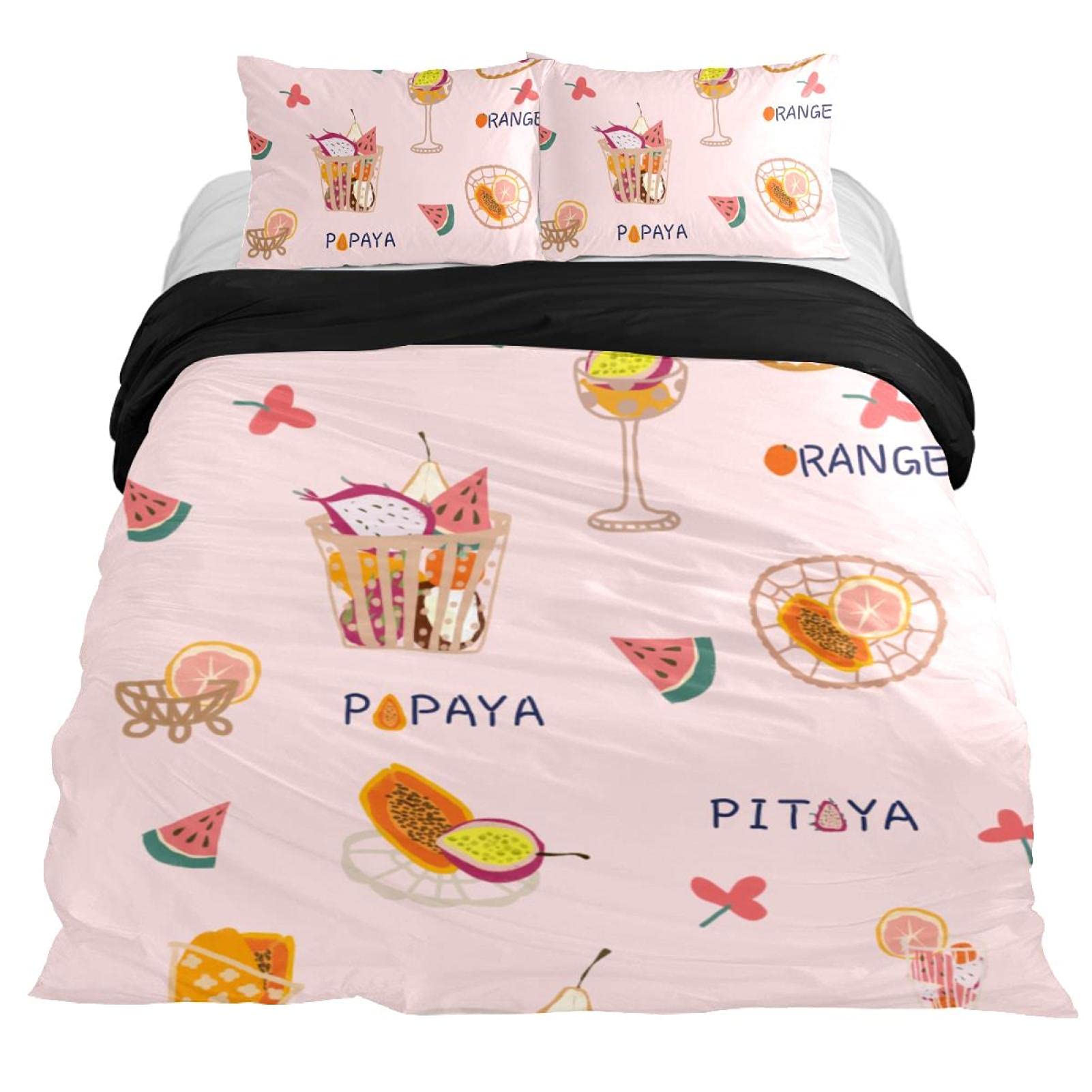 

Пододеяльник размера «Кинг-сайз» «Тропический океан», Милый кот пьет сок, Комплект постельного белья 3 предмета для детей, Покрывало с кокосовой пальмой на фоне солнечного неба EU Single(135x200cm)