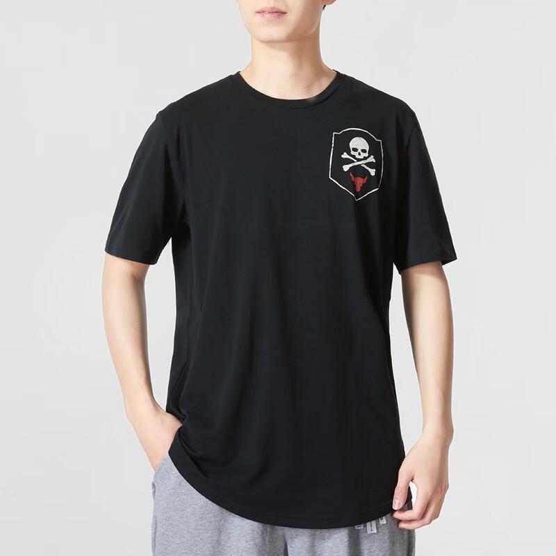 Under Armour Vintage Skull Letter Print Crew Neck Short Sleeve T-Shirt Men Tops Black 1370489-001