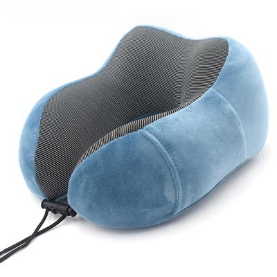 Airplane Travel Neck Pillow with Memory Foam Storage Bag U-shaped Fabric Neck Pillow
