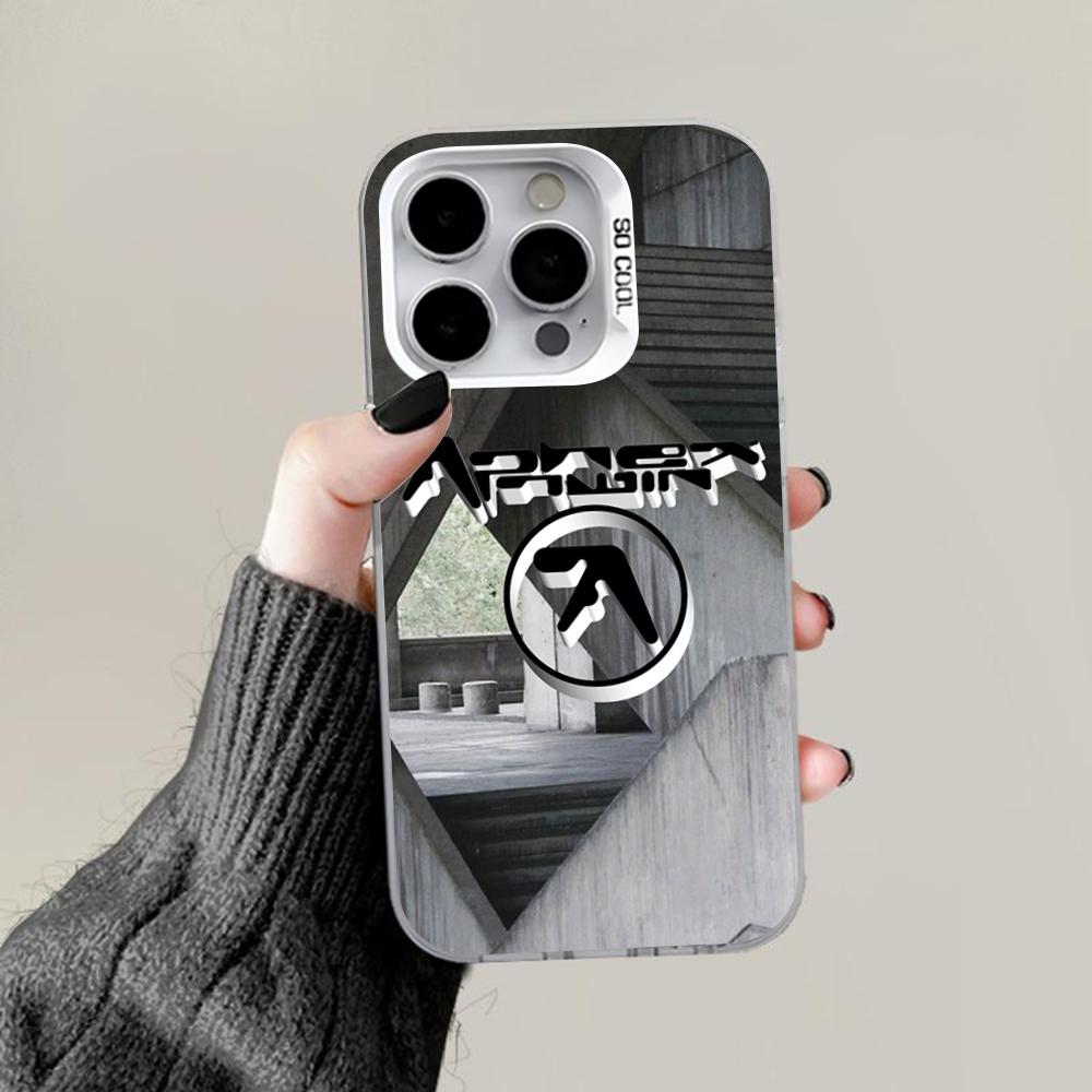 Aphex Twin Logo Art Phone Case For iPhone 16,15,14,13,12,11,Pro,Max,Plus,Mini,XS,SE Anti Fall Gray Silver Matte Hard Bumper